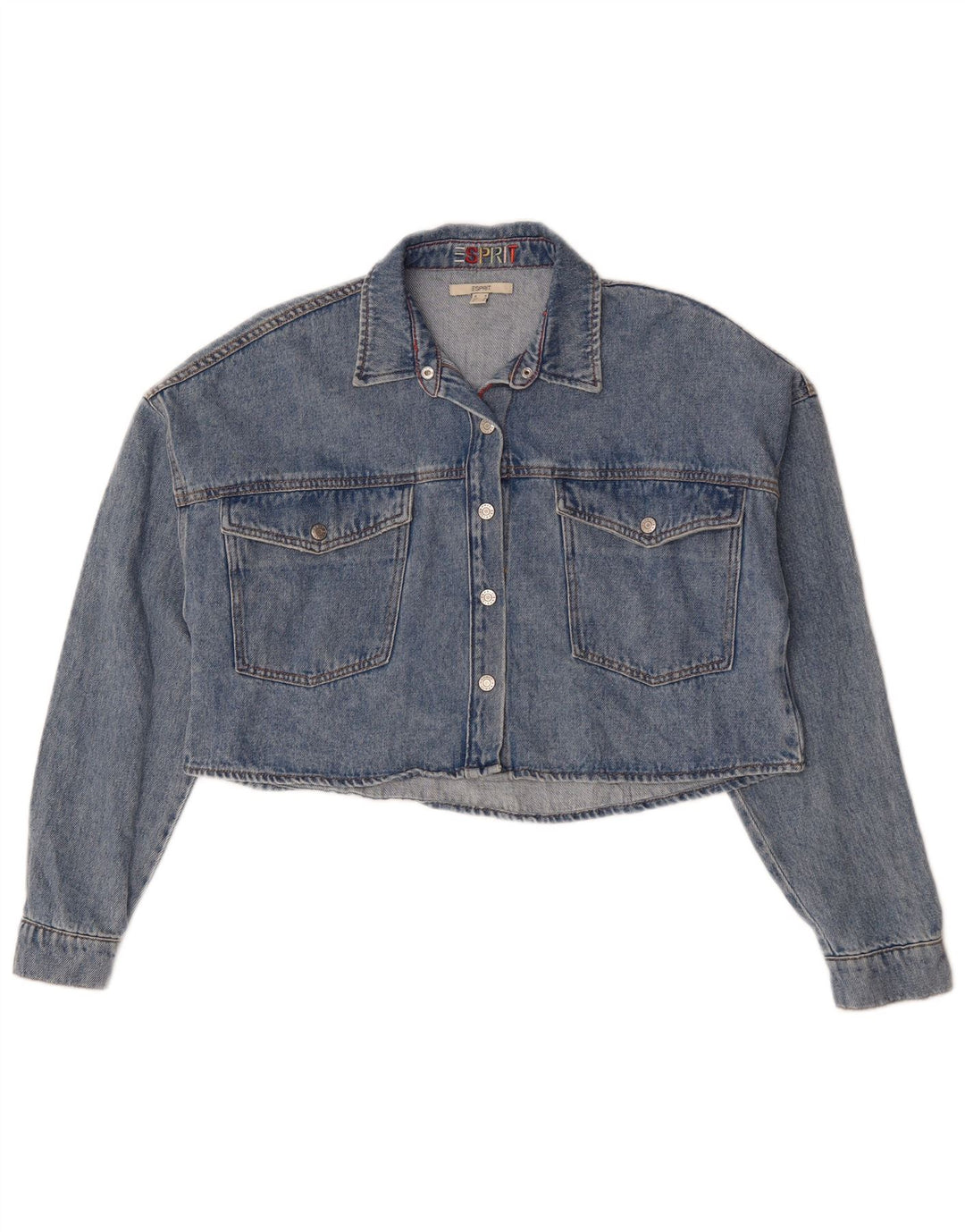 Esprit Womens Crop Oversized Jeansjacke UK 10 Small Blau Baumwolle