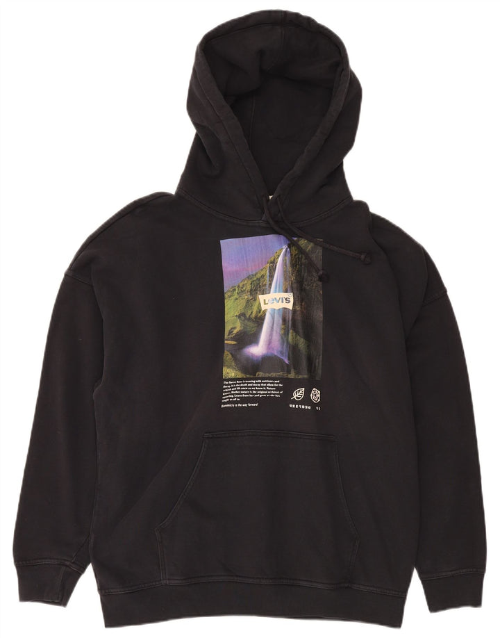 LEVI'S Herren-Kapuzenpullover mit lockerer Passform, Grafik, Größe S, schwarze Baumwolle
