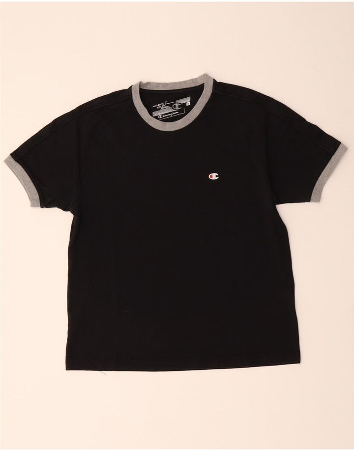 CHAMPION Mens Short Sleeve T-Shirt Top Small Black Cotton Vintage Champion and Second-Hand Champion from Messina Hembry 