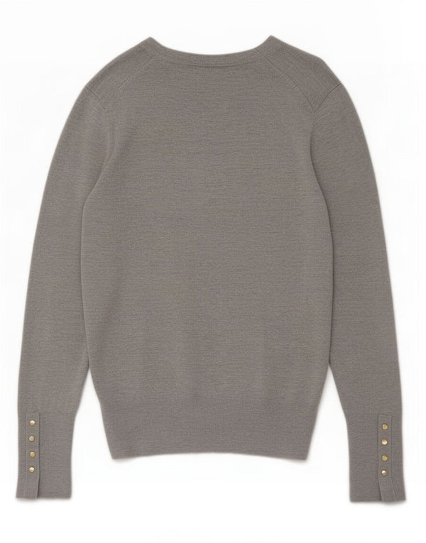 Zara Damen-Pullover mit U-Boot-Ausschnitt, Gr. 44, Größe L, Grau meliert