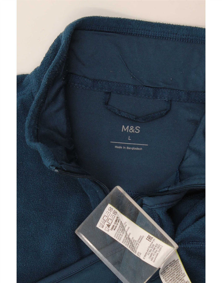 Marks & Spencer Herren Fleecejacke UK 40 Large Marineblau Polyester