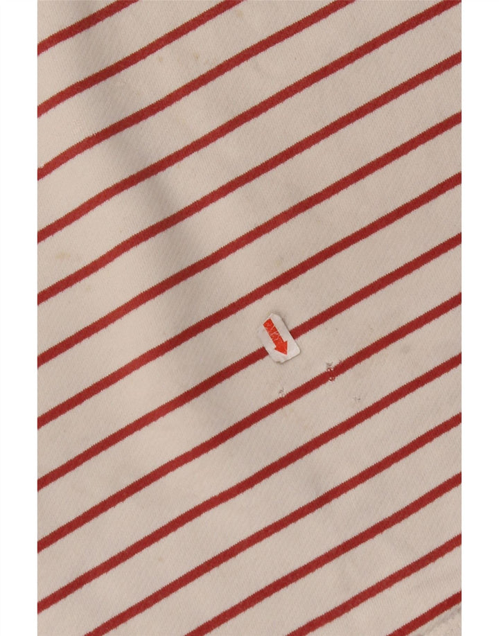 FAT FACE Womens Top Long Sleeve UK 8 Small Off White Striped Cotton