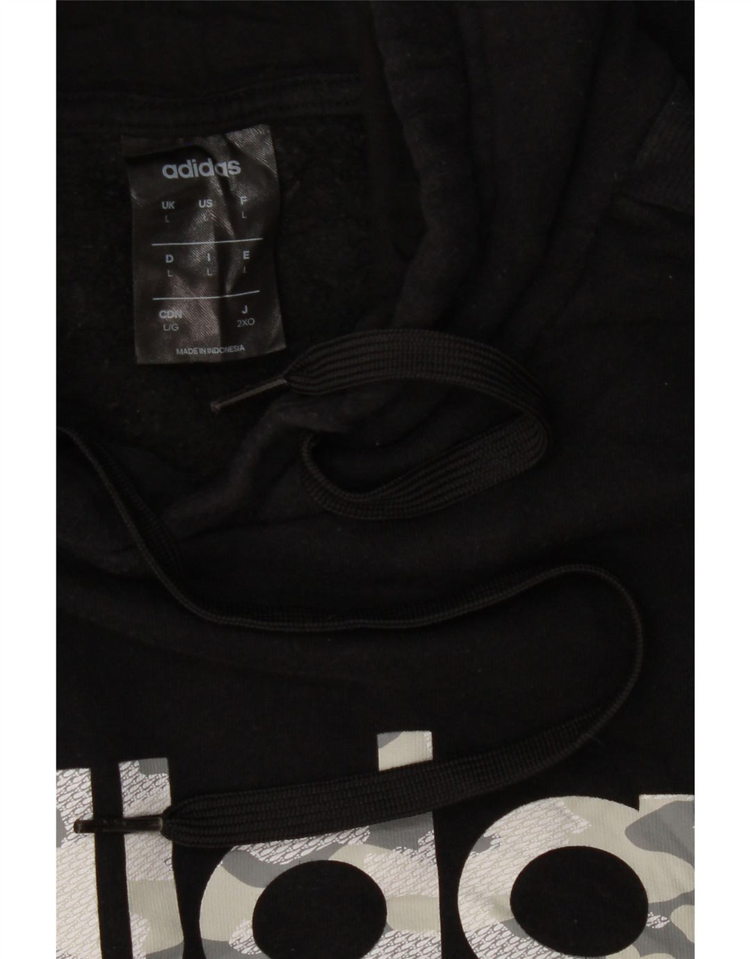 ADIDAS Mens Graphic Hoodie Jumper Large Black Vintage Adidas and Second-Hand Adidas from Messina Hembry 