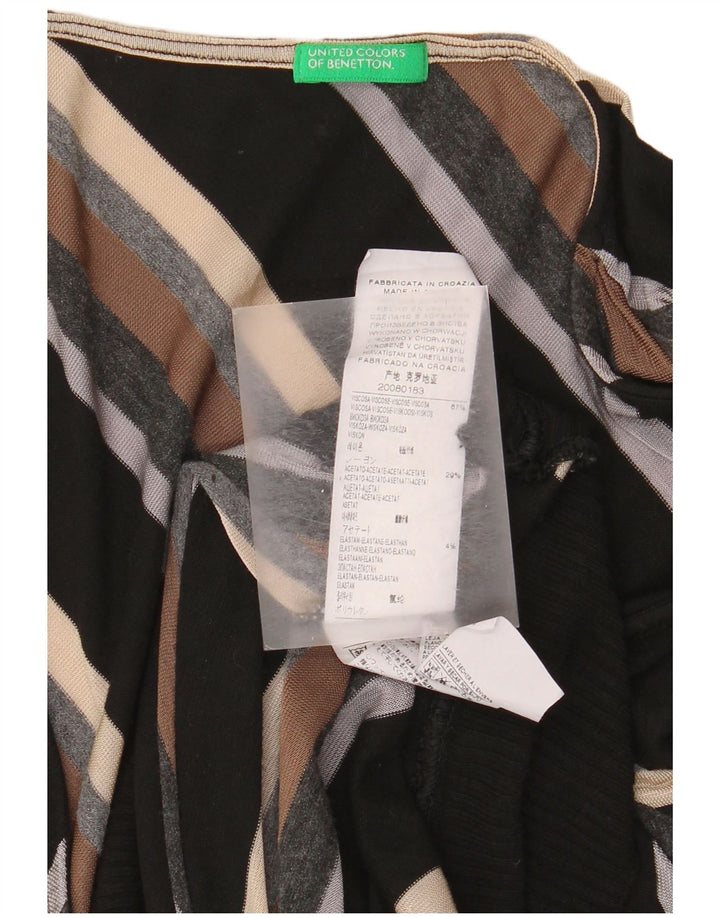 Benetton Damen-Pullover mit V-Ausschnitt, Gr. 44, groß, mehrfarbig, gestreift