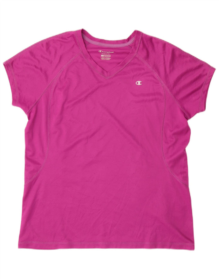 Champion Damen T-Shirt Top UK 18 XL Rosa Polyester