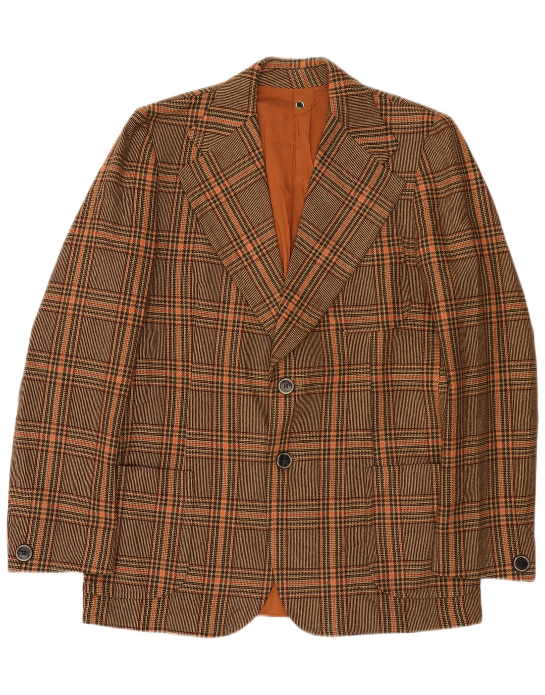 Vintage Herren 2-Knopf-Blazerjacke UK 36 Kleiner brauner Karo