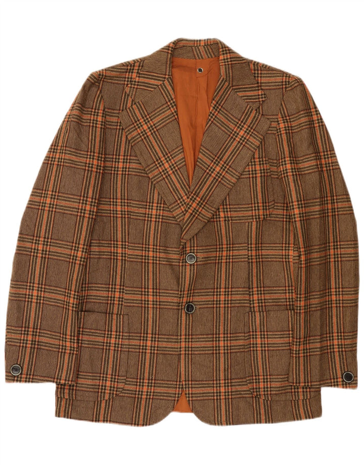 Vintage Herren 2-Knopf-Blazerjacke UK 36 Kleiner brauner Karo