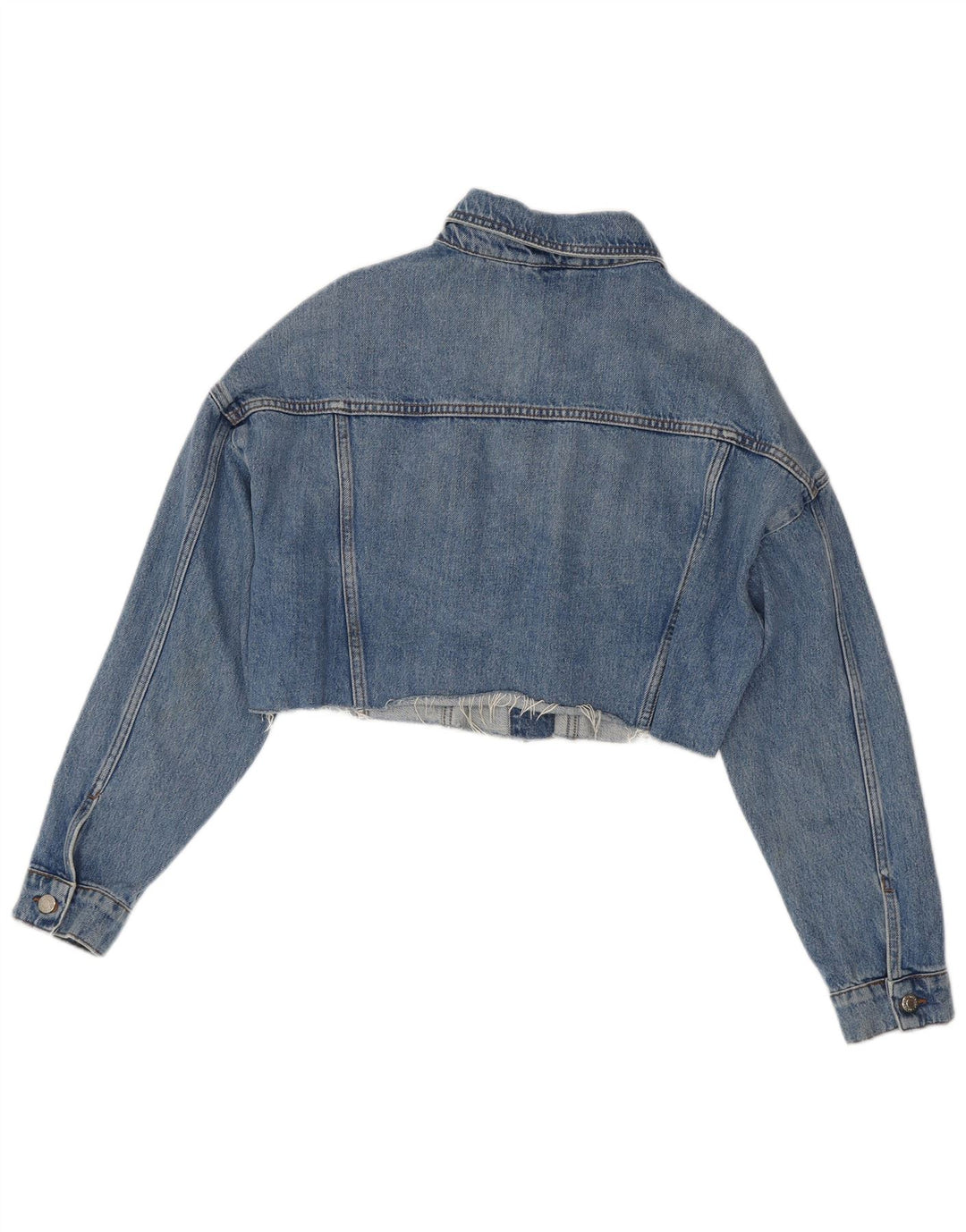 Topshop Damen Crop Übergroße Jeansjacke UK 10 Small Blau Baumwolle