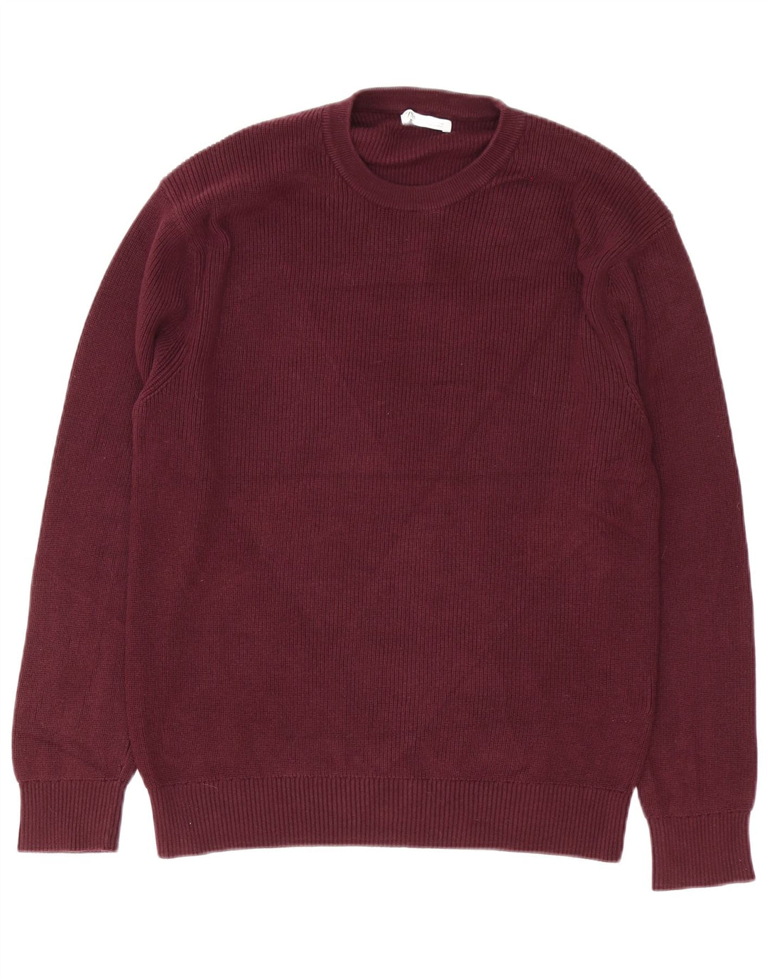 Zara Herren-Pullover mit Rundhalsausschnitt, mittelgroße burgunderfarbene Baumwolle