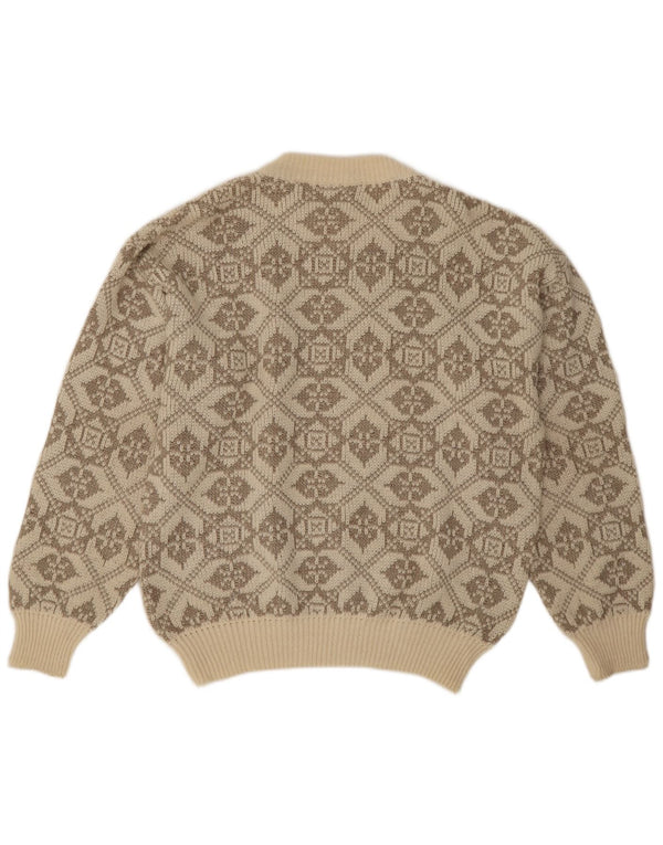 Ciao Herren-Pullover mit Rundhalsausschnitt, XL, beige, geometrische Wolle
