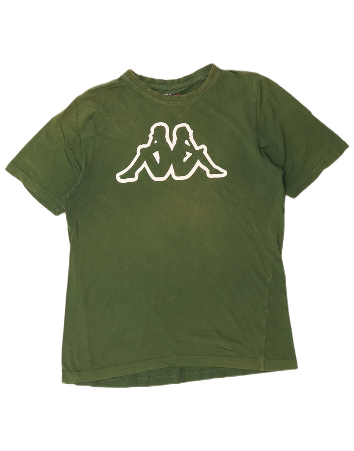 Kappa Herren Grafik-T-Shirt-Oberteil aus mittelgrüner Baumwolle