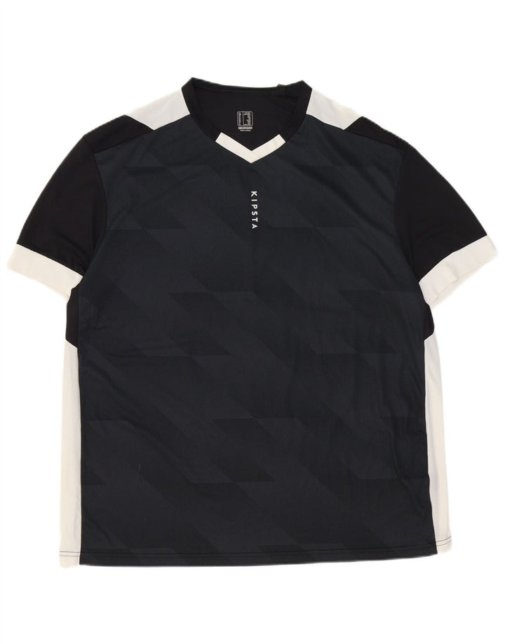 Decathlon Herren Grafik T-Shirt Top 2XL Schwarz Colourblock