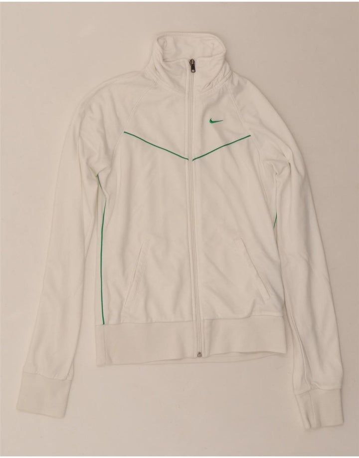 NIKE Womens Tracksuit Top Jacket UK 12 Medium White Polyester Vintage Nike and Second-Hand Nike from Messina Hembry 