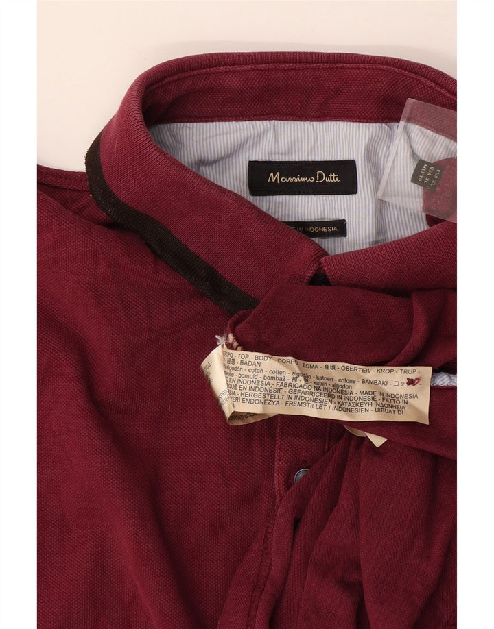 Massimo Dutti Herren Poloshirt XL Burgund Baumwolle