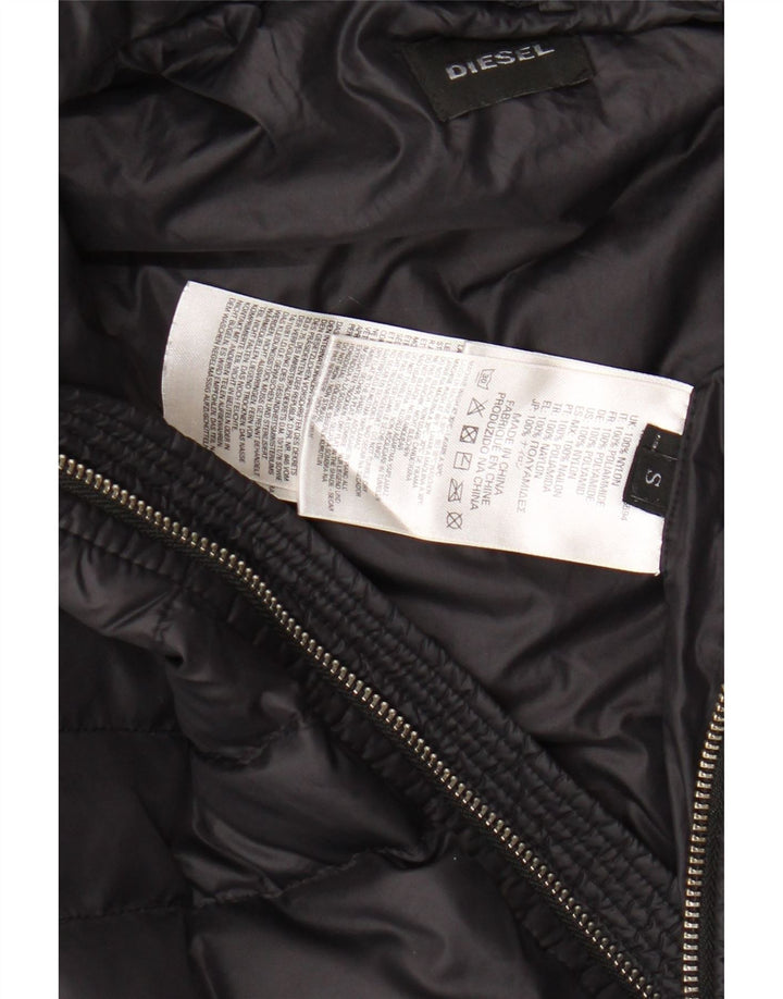 DIESEL Wattierte Herrenjacke mit Kapuze, UK 36, kleines schwarzes Nylon