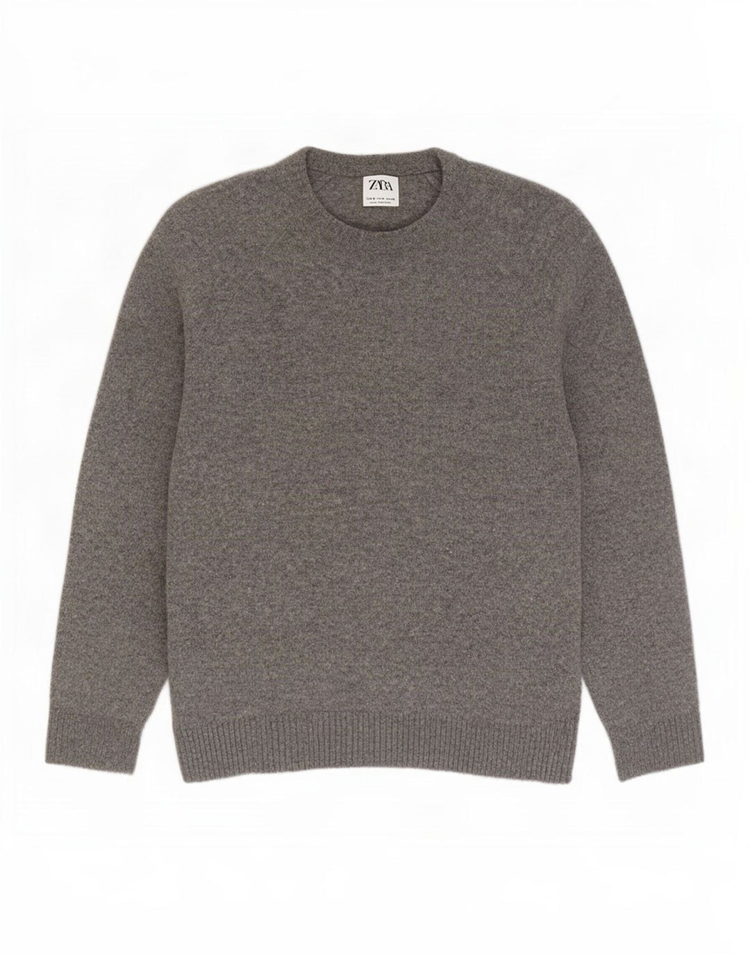 Zara Herren-Pullover mit U-Boot-Ausschnitt, kleine graue Wolle