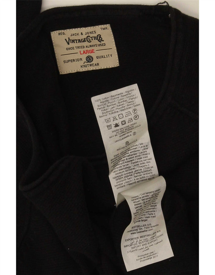 Jack & Jones Herren-Pullover mit Rundhalsausschnitt, groß, aus schwarzer Baumwolle