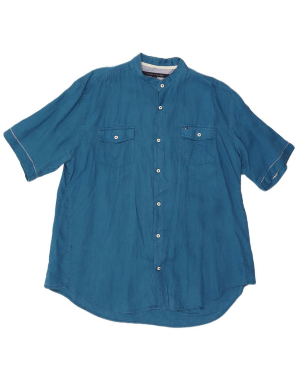 TOMMY HILFIGER Herren Custom Fit Kurzarmhemd XL Blau