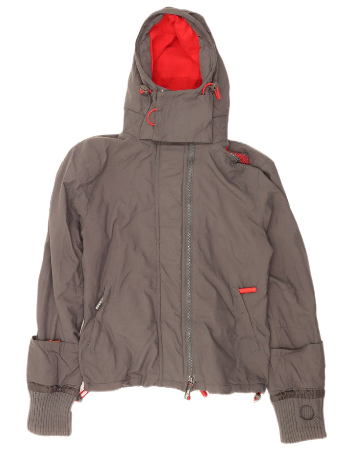 Superdry Damen The Windcheater Hooded Windjacke UK 14 Mittelgrau