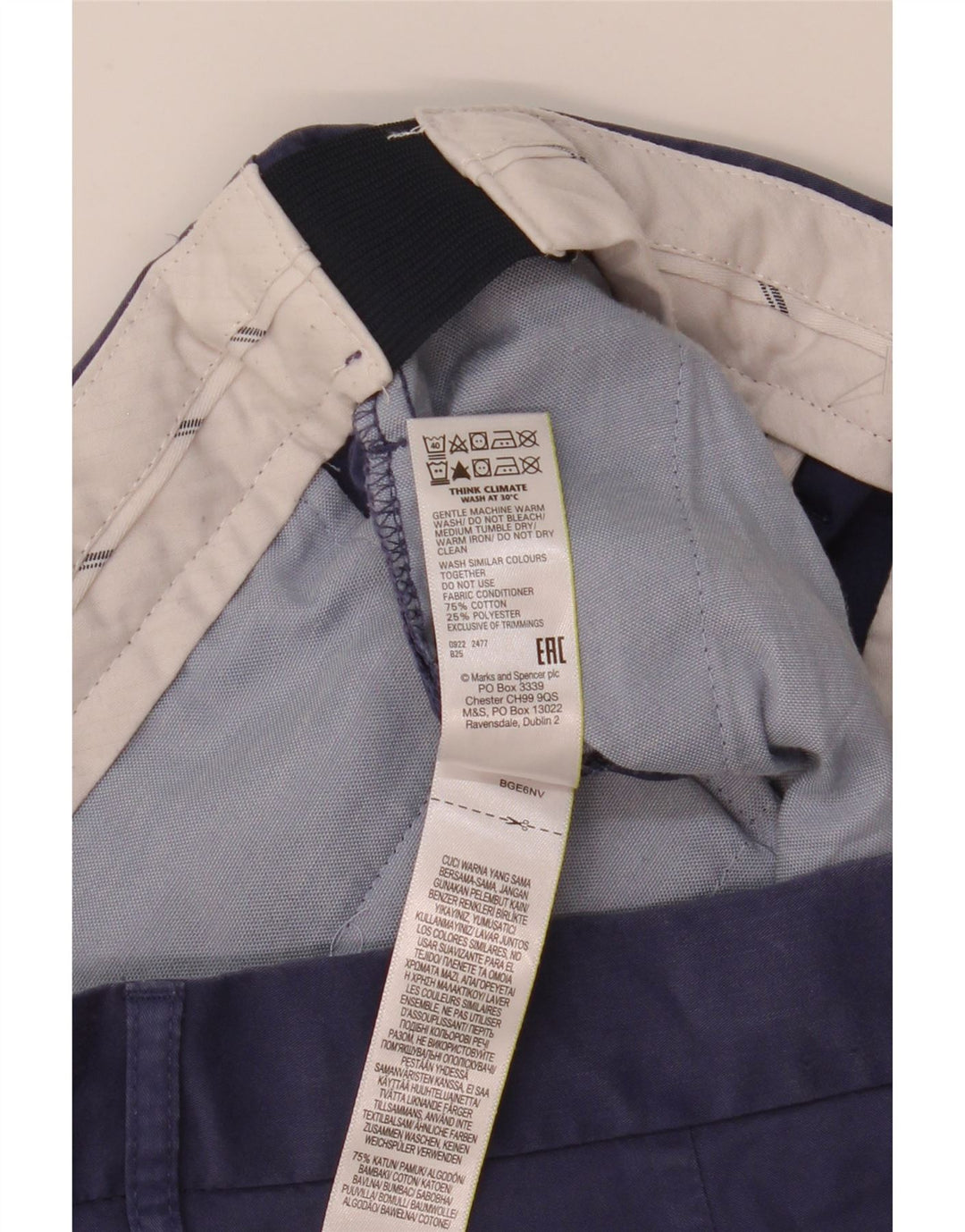 Marks & Spencer Herren-Chinoshorts W34, Größe L, Marineblau, Baumwolle
