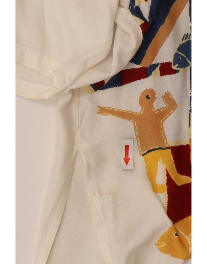 ACCORDO Damen-Hemdbluse mit abstraktem Muster, kurzärmelig, Gr. 46, Weiß