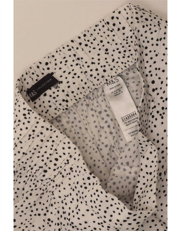 Marks & Spencer Damen Shorts UK 8 Small W26 Weiß gefleckte Viskose