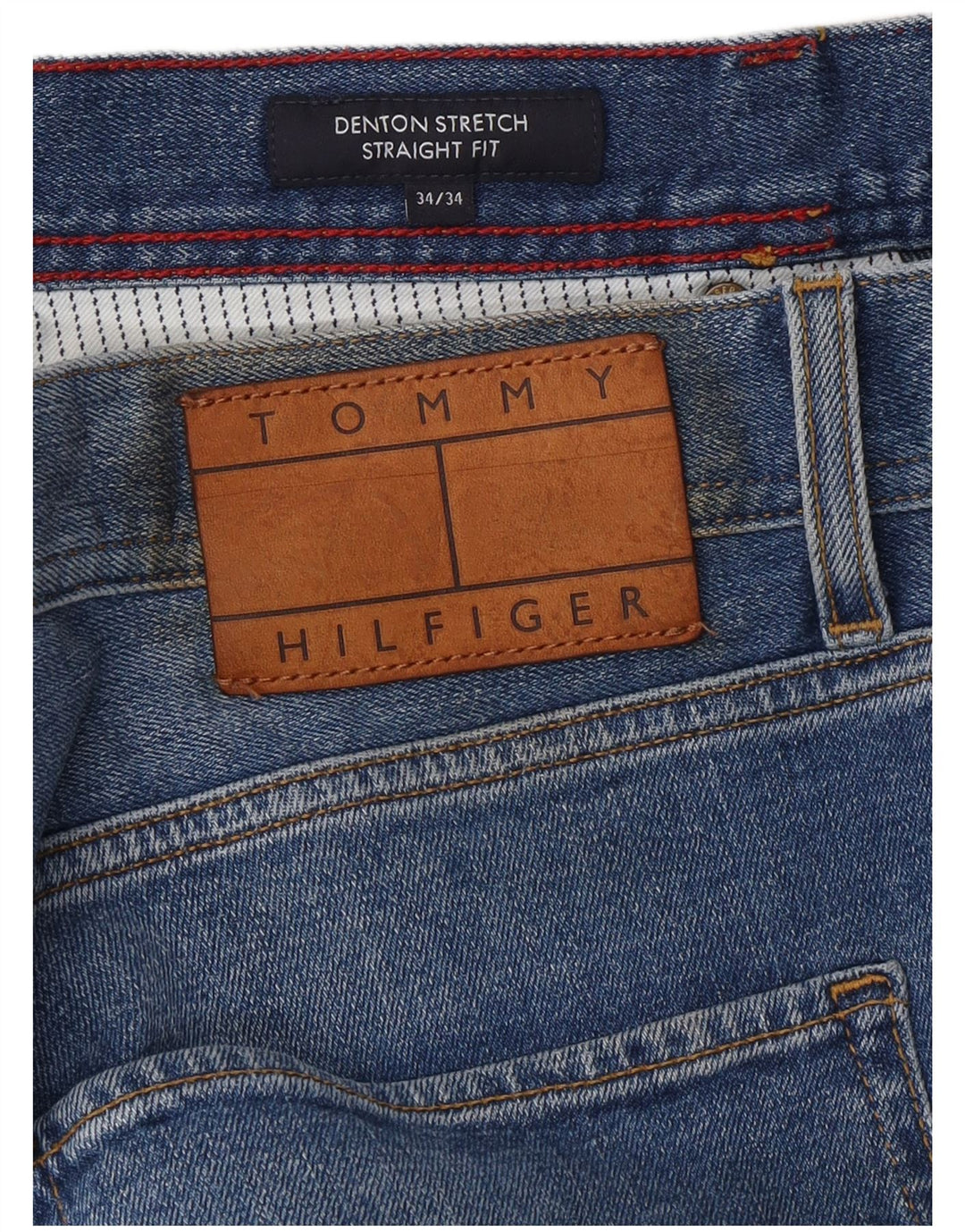 TOMMY HILFIGER Herren Denton Straight Jeans W34 L34 Blaue Baumwolle