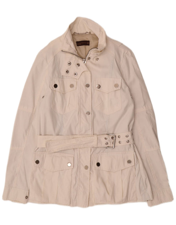 Zara Damen Utility-Jacke UK 12 Medium Off White Nylon