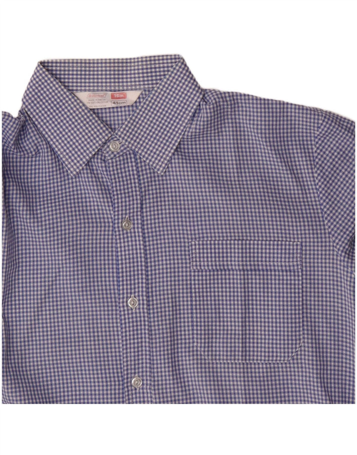 St Michael Herren Kurzarmhemd XL Blau Gingham Baumwolle