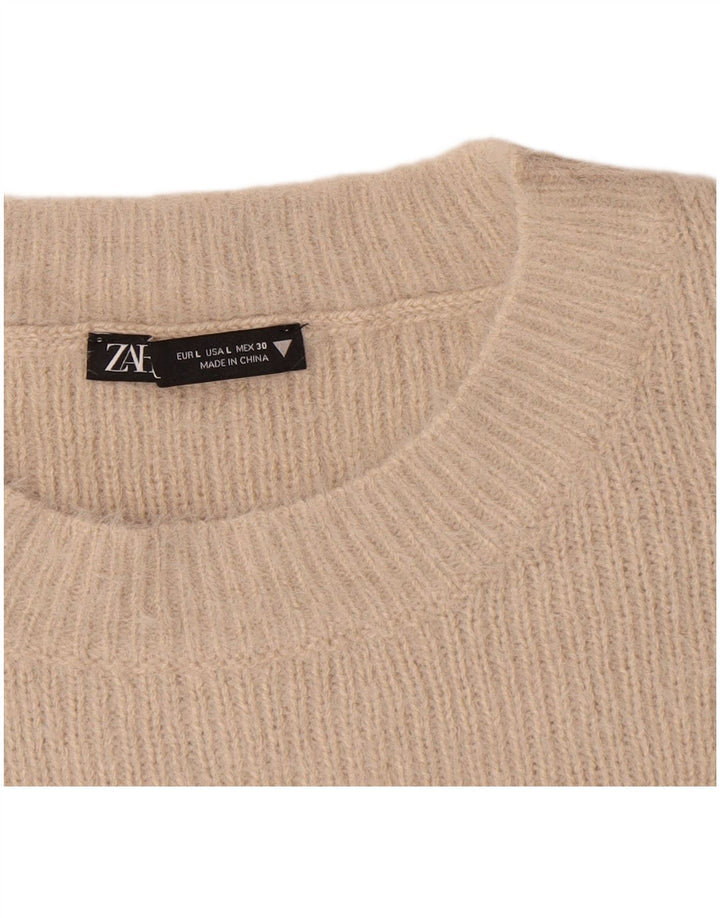 Zara Damen Crop Vest Tank Top UK 16 Large Beige