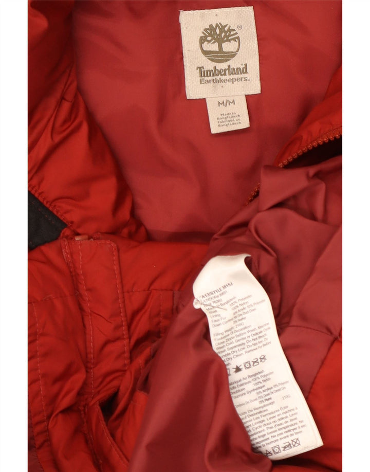 Timberland Wattierte Damenjacke mit Kapuze, UK 12, Mittelrot, Polyester