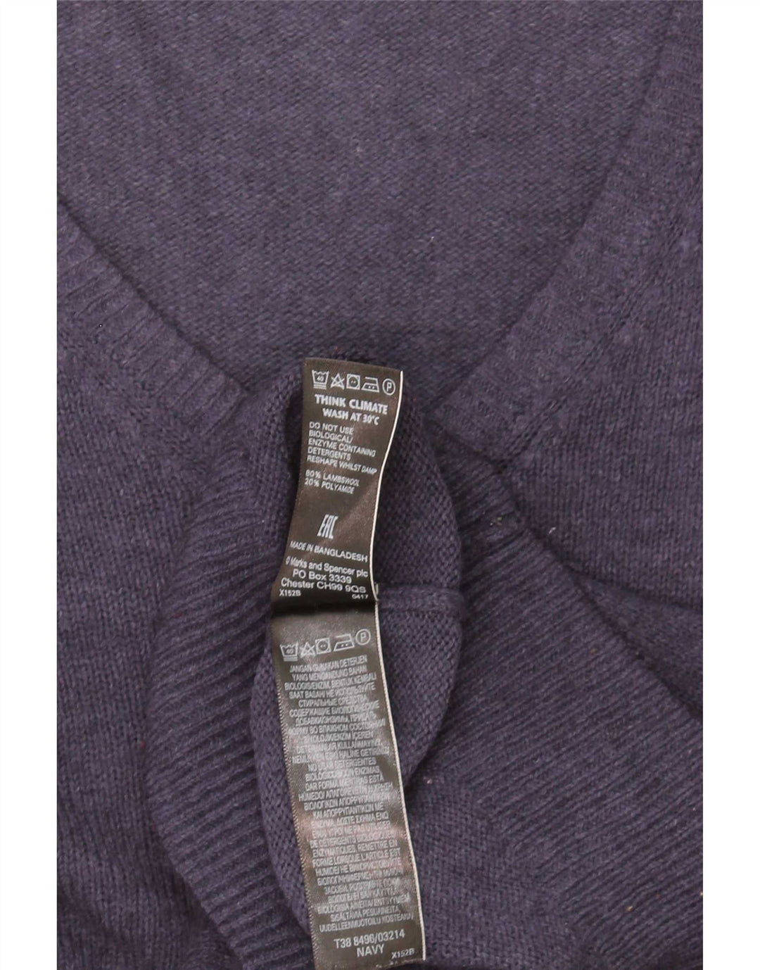 Marks & Spencer Damen-Pullover mit V-Ausschnitt, Gr. 10, Marineblau