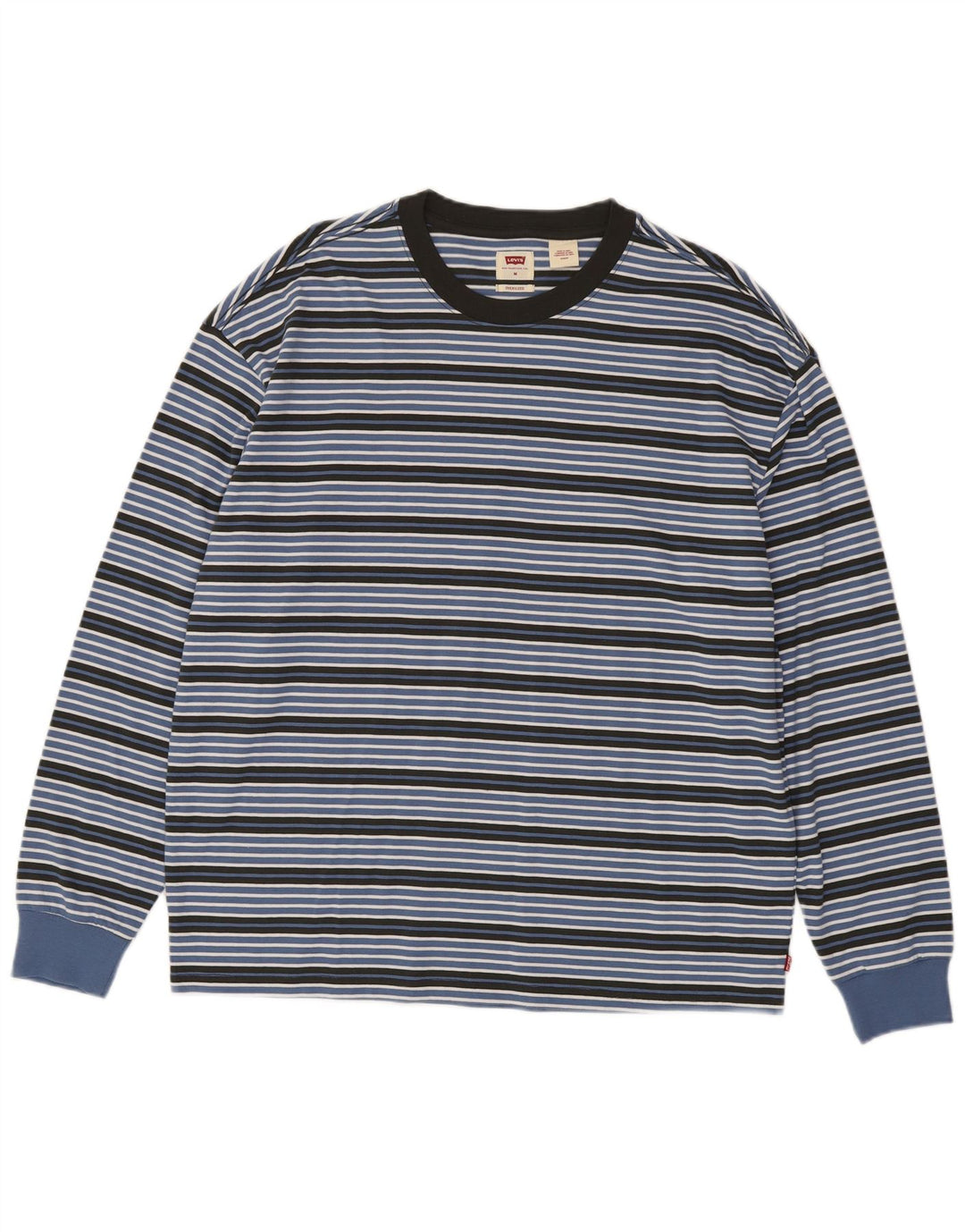 Levi's Herren-Oberteil in Übergröße, langärmelig, mittelblau, gestreift, Baumwolle