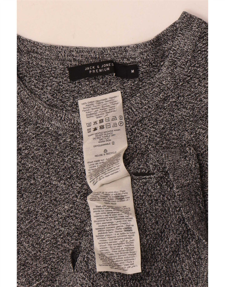 Jack & Jones Herren-Oberteil, langärmelig, mittelgrau gefleckte Baumwolle