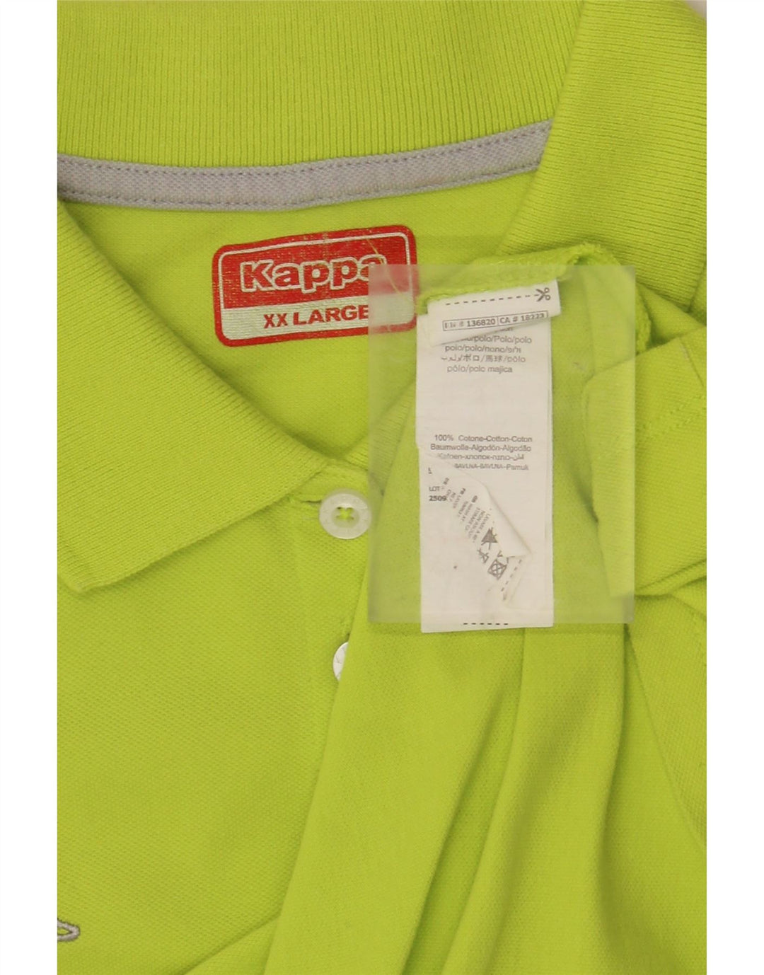 KAPPA Damen Grafik-Poloshirt UK 20 2XL Grüne Baumwolle