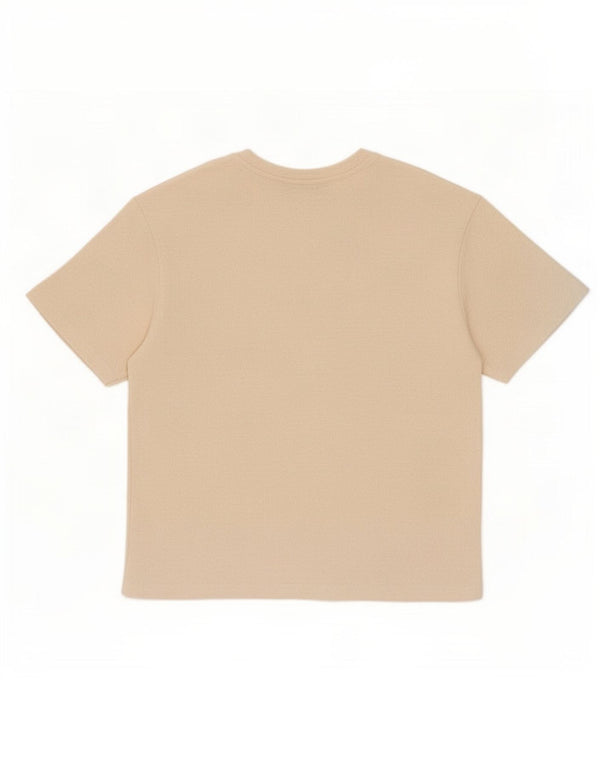 Zara Damen T-Shirt Top UK 10 Small Beige Viskose