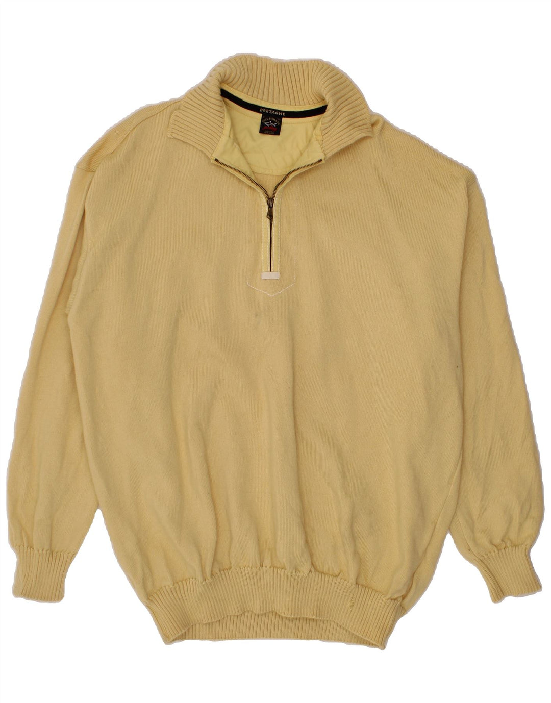 PAUL & SHARK Herren-Pullover mit Reißverschluss am Hals, 3XL, gelbe Wolle