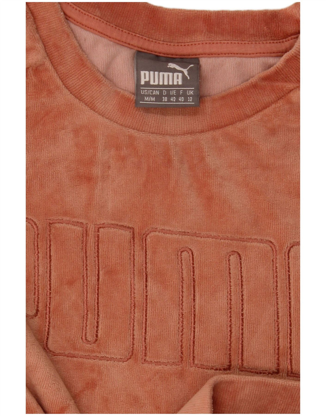 Puma Damen Graphic Velvet Sweatshirt Pullover UK 12 Medium Orange