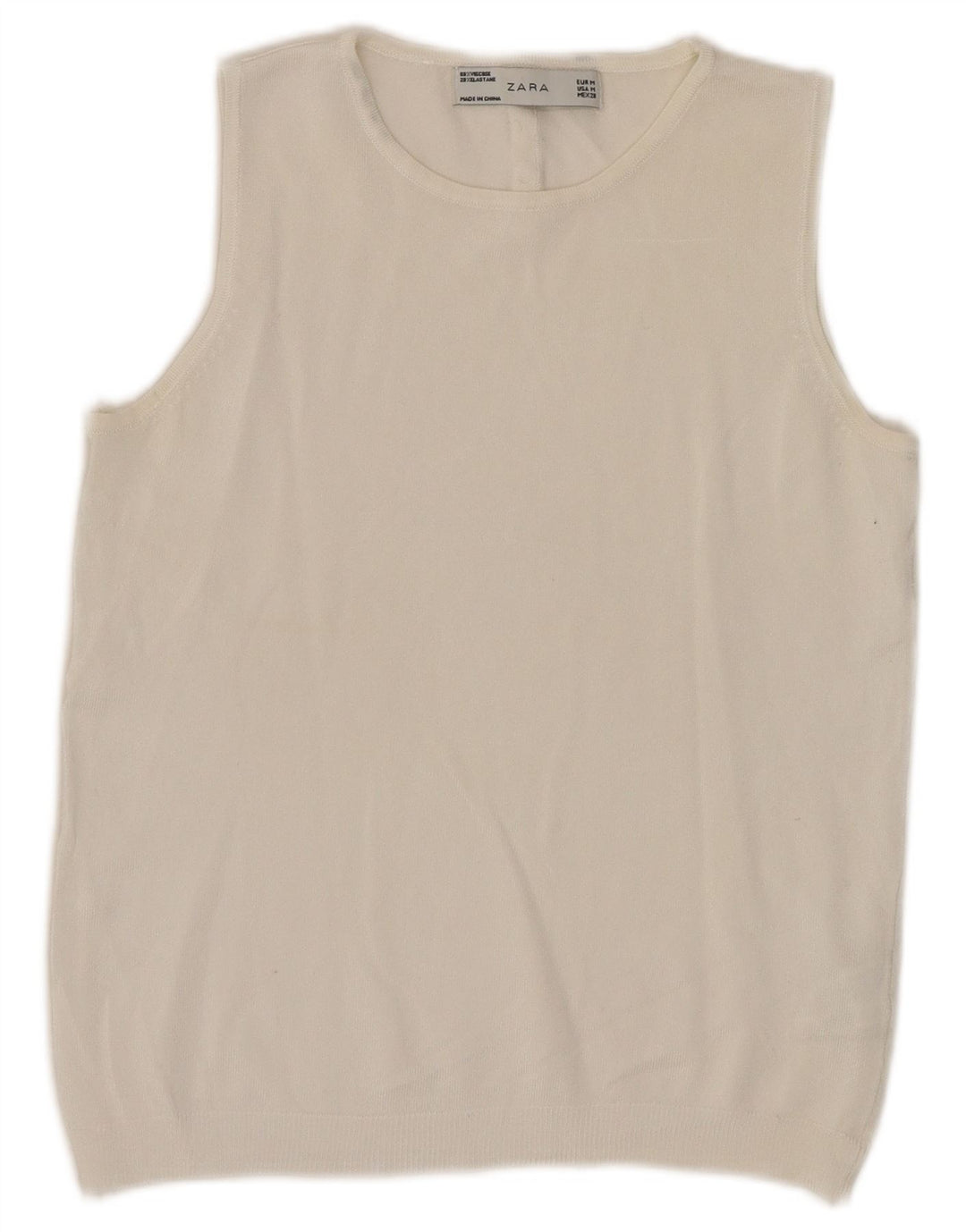 Zara Damen Crop Vest Top UK 12 Mittelweiße Viskose