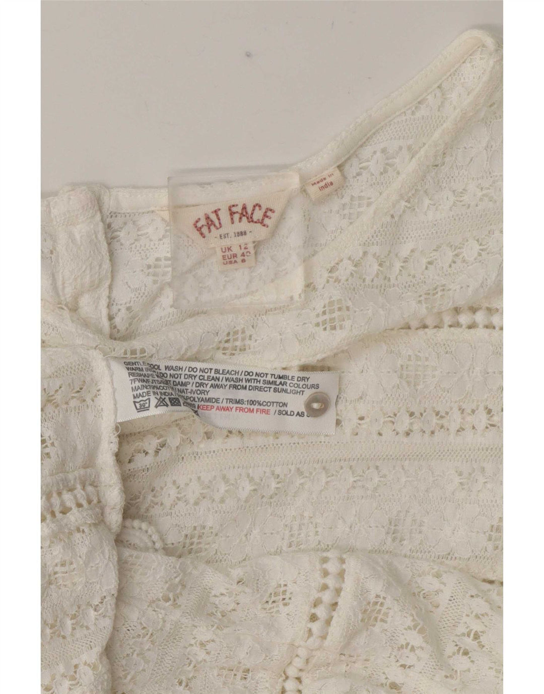 Durchsichtige Hemdbluse für Damen von Fat Face, UK 12, mittelweiße Baumwolle