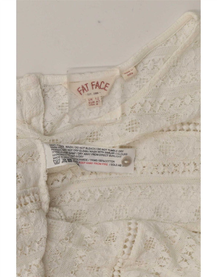 Durchsichtige Hemdbluse für Damen von Fat Face, UK 12, mittelweiße Baumwolle