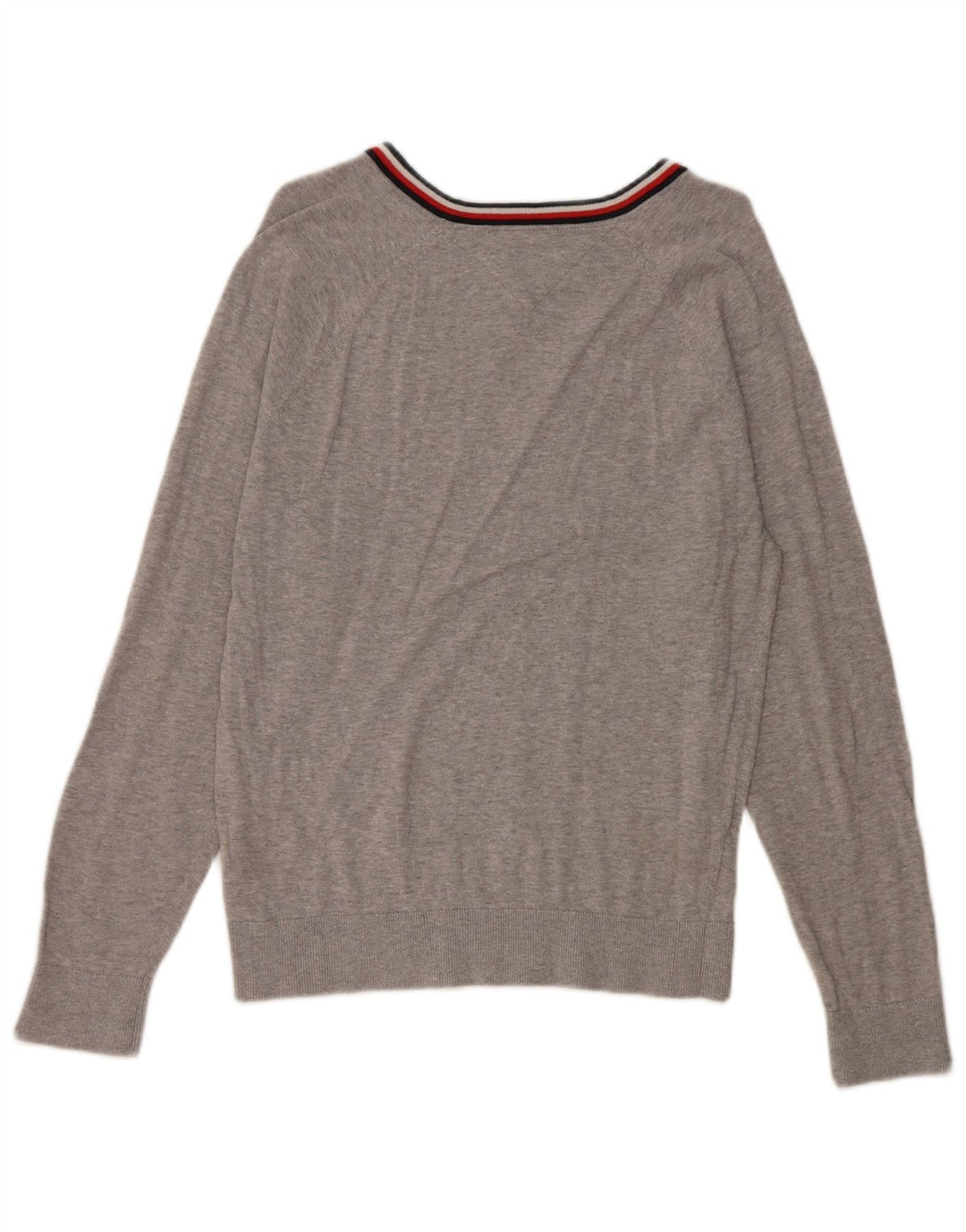 TOMMY HILFIGER Herren-Pullover mit V-Ausschnitt, klein, grau gefleckte Baumwolle