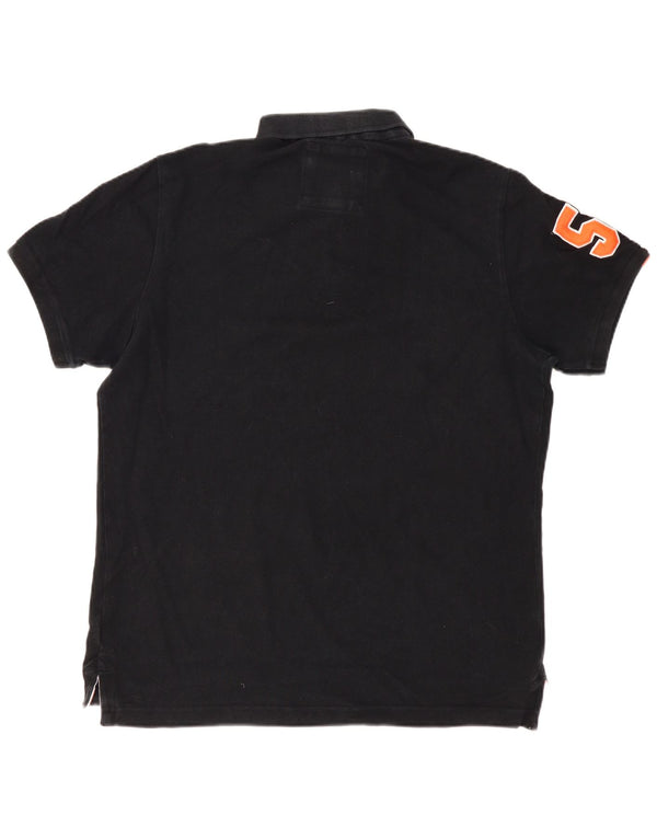 Superdry Herren-Poloshirt mit Grafik, 3XL, schwarze Baumwolle