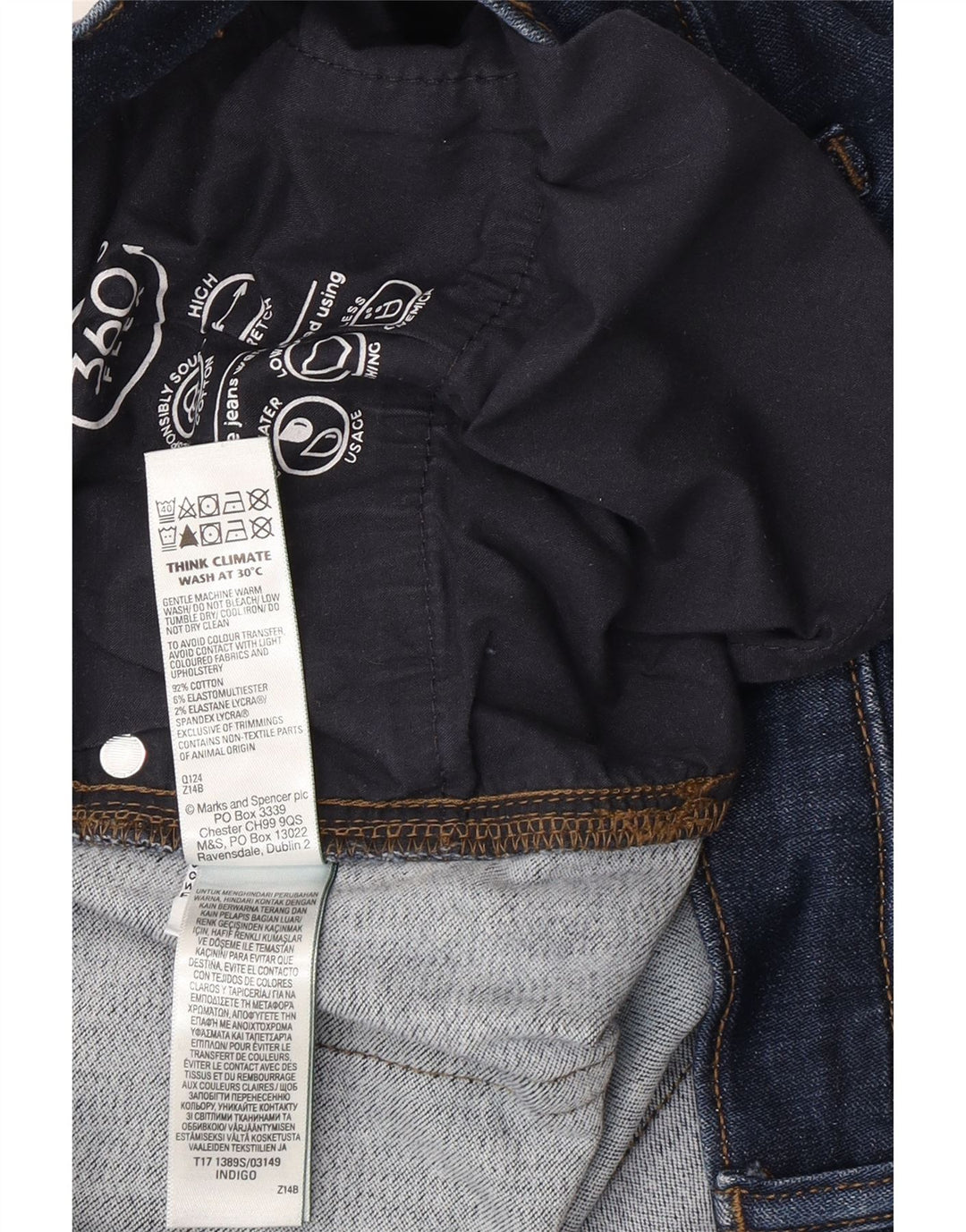 Marks & Spencer Herren Regular Slim Jeans W36 L31 Marineblaue Baumwolle