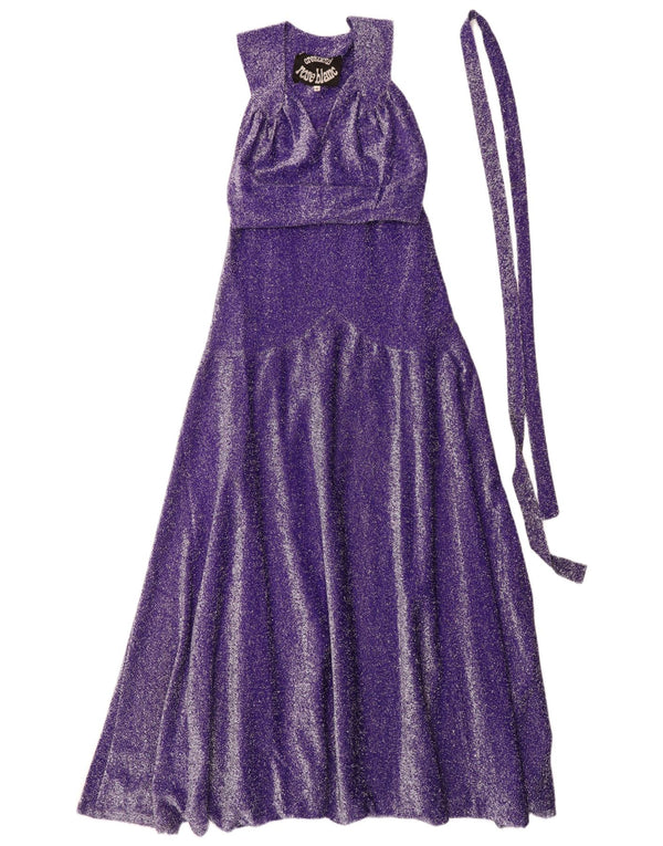 Vintage Damen Ärmelloses Maxikleid IT 42 Mittellila