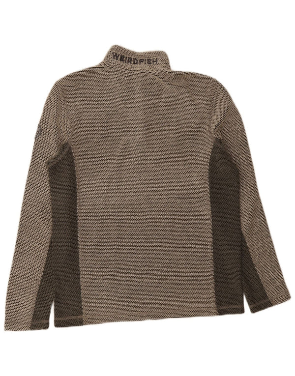 Weird Fish Herren-Sweatshirt mit grafischem Reißverschluss, mittelgrau, Farbblock