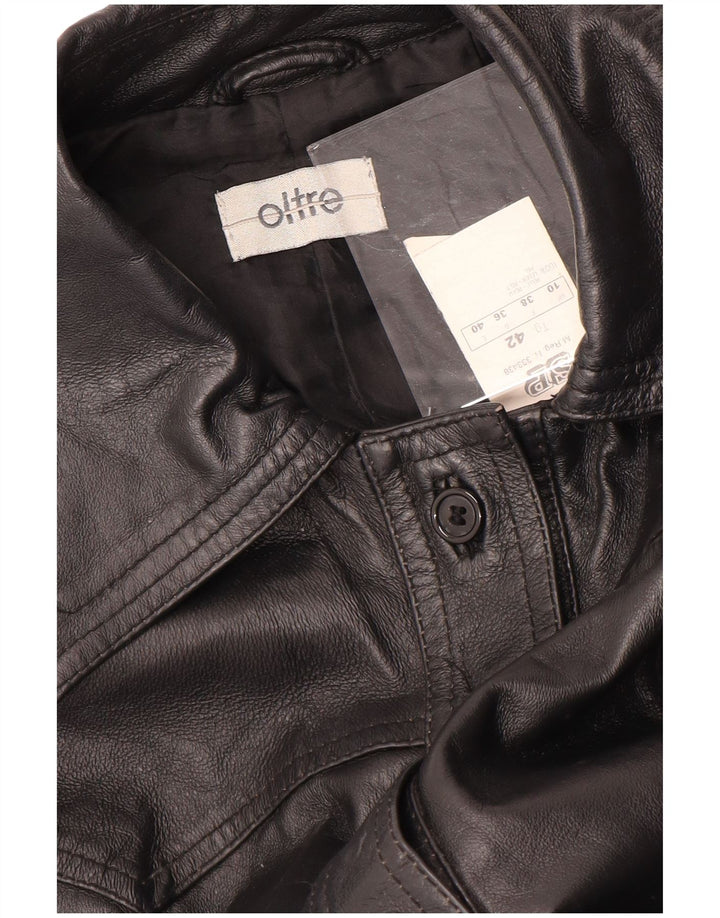 OLTRE Damen Lederjacke UK 10 Small Schwarzes Leder