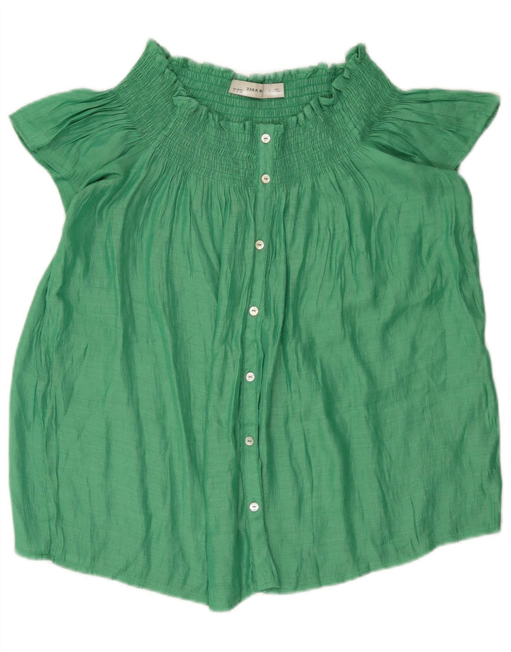 Schulterfreies Blusenoberteil für Damen von Zara, Größe 44, mittelgrün