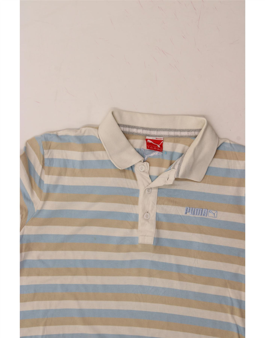 PUMA Mens Polo Shirt Medium Multicoloured Striped Cotton Vintage Puma and Second-Hand Puma from Messina Hembry 