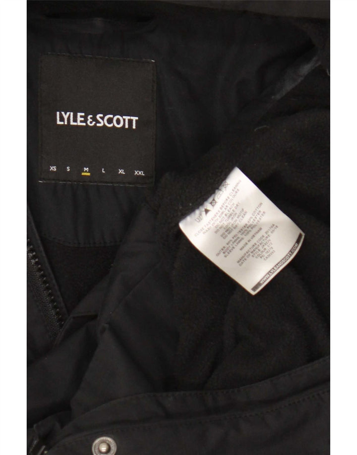 Lyle & Scott Herren-Windbreakerjacke mit Kapuze, UK 38, Mittelschwarz, Polyester